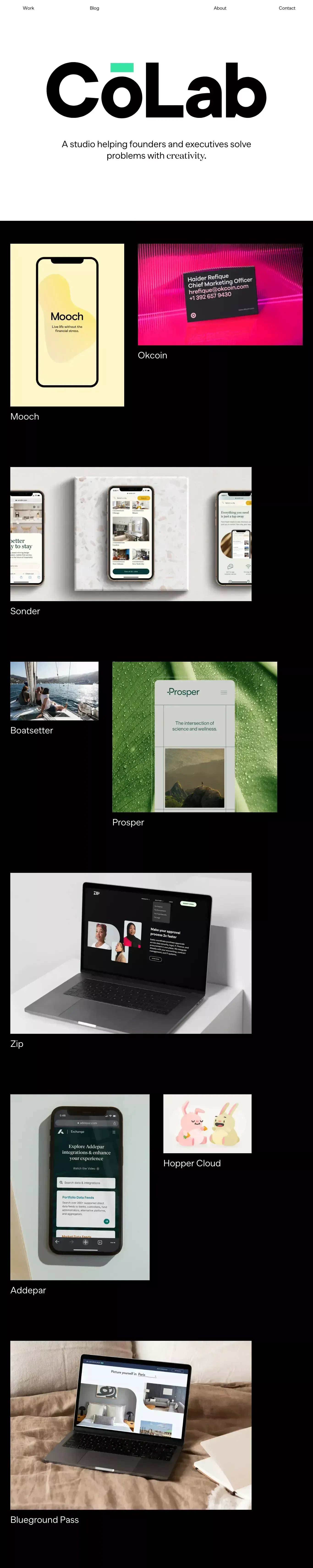 Homepage - Cōlab - Portfolio design