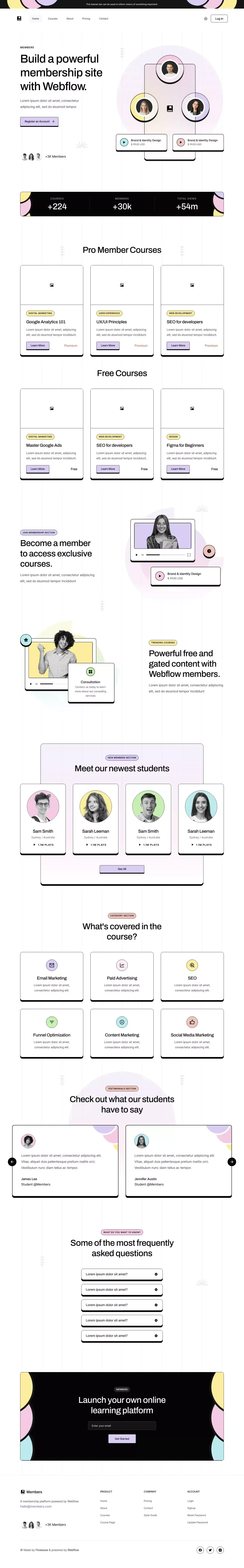 Members - Webflow Ecommerce website template - Template design