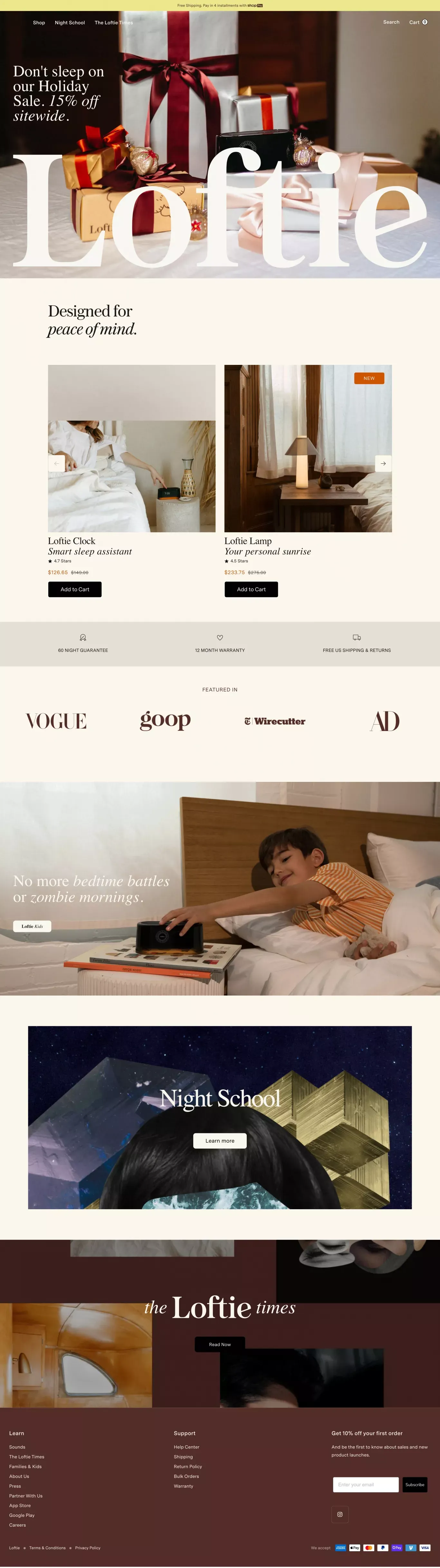 Sleep Better With Loftie | Loftie - Ecommerce design
