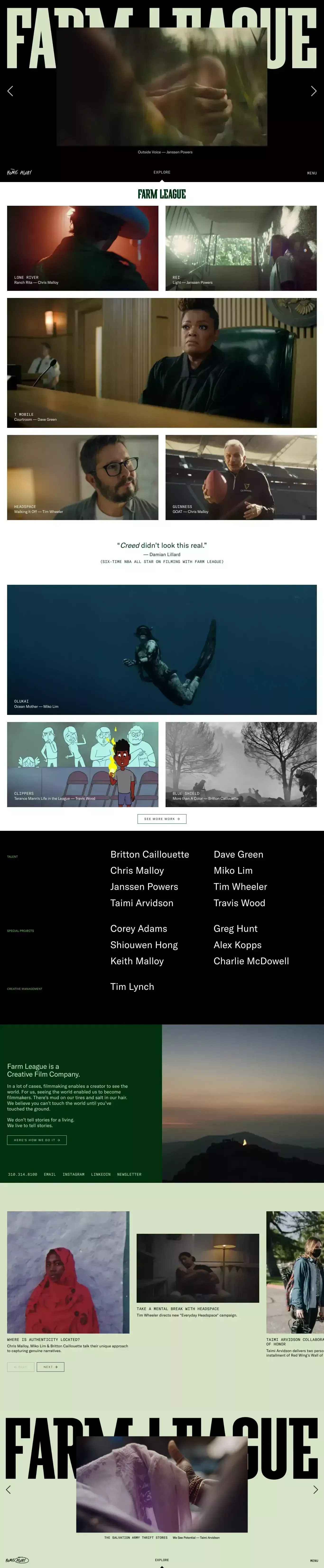 Farm League | A creative film company - Portfolio design