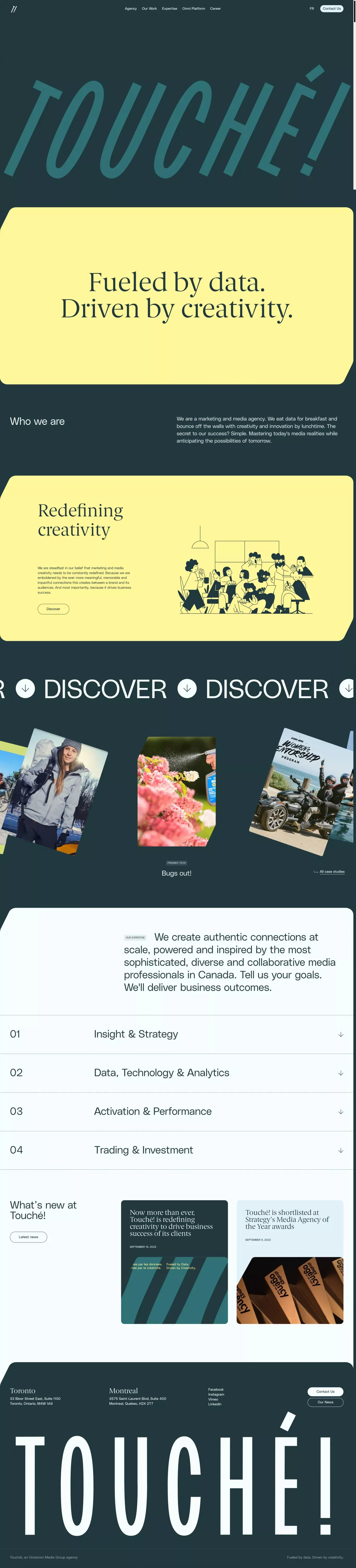 TouchÃ©! | Fueled by data. Driven by Creativity. - Portfolio design
