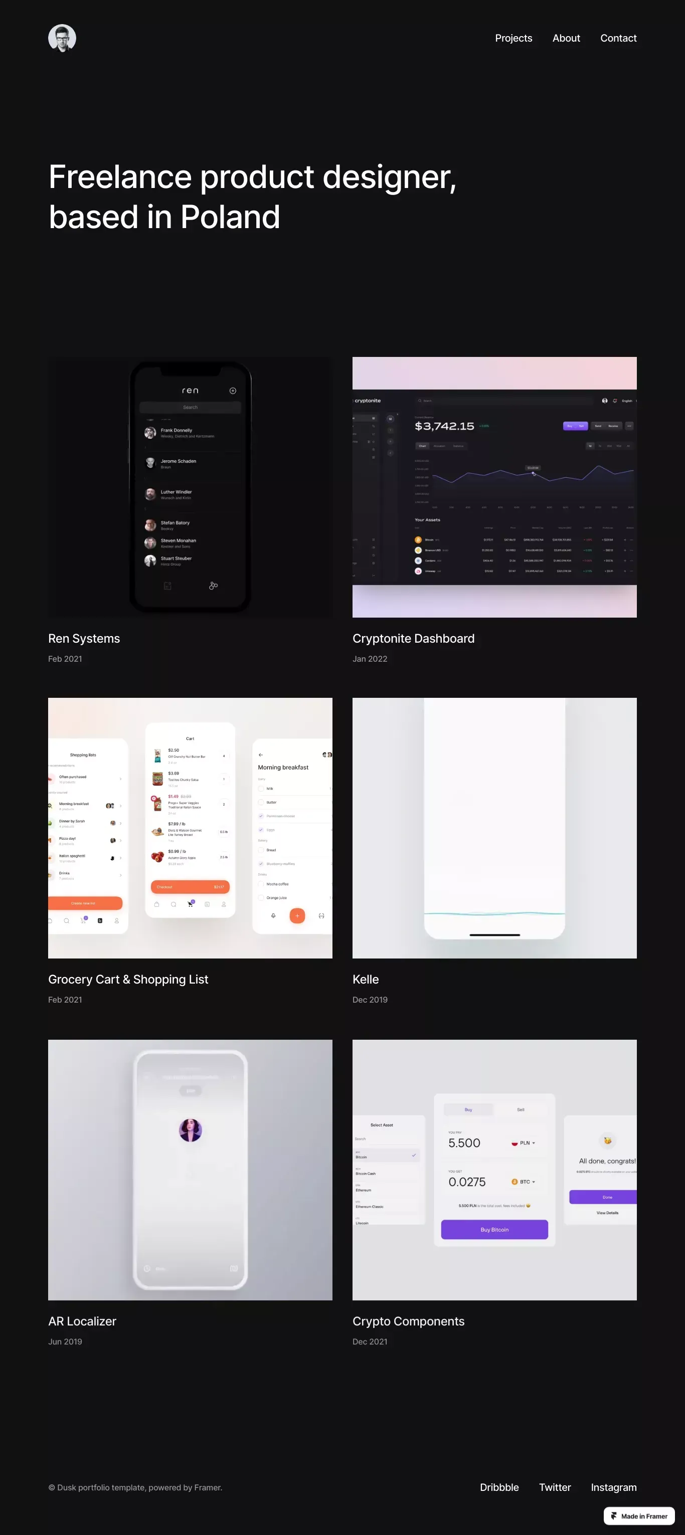 Dusk â Elegant and premium Framer portfolio template - Portfolio design