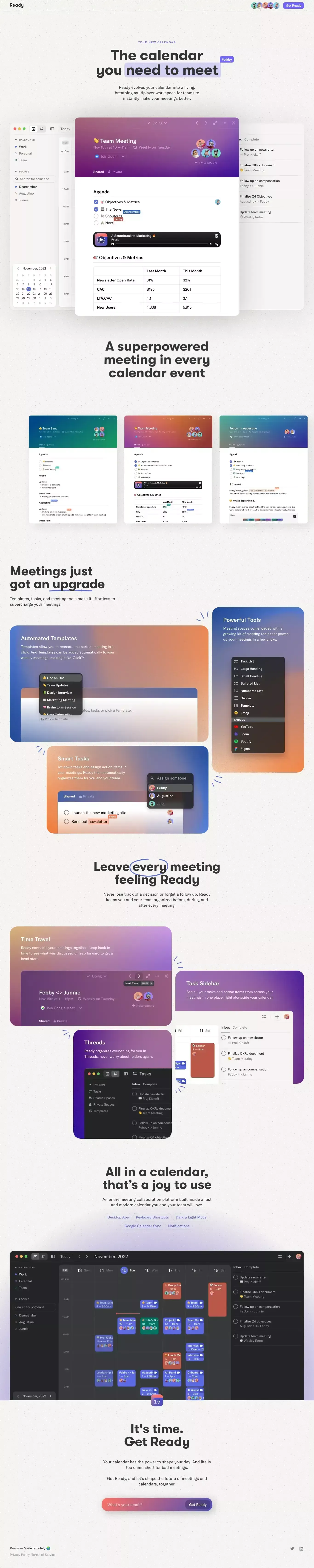 Ready — The calendar you need to meet - website design