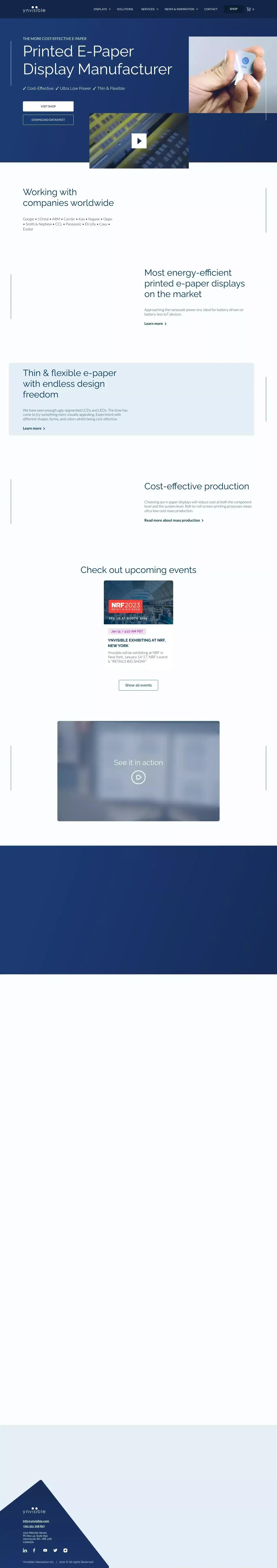 Ynvisible: Cost-Effective E-paper Display Manufacturer - Landing design