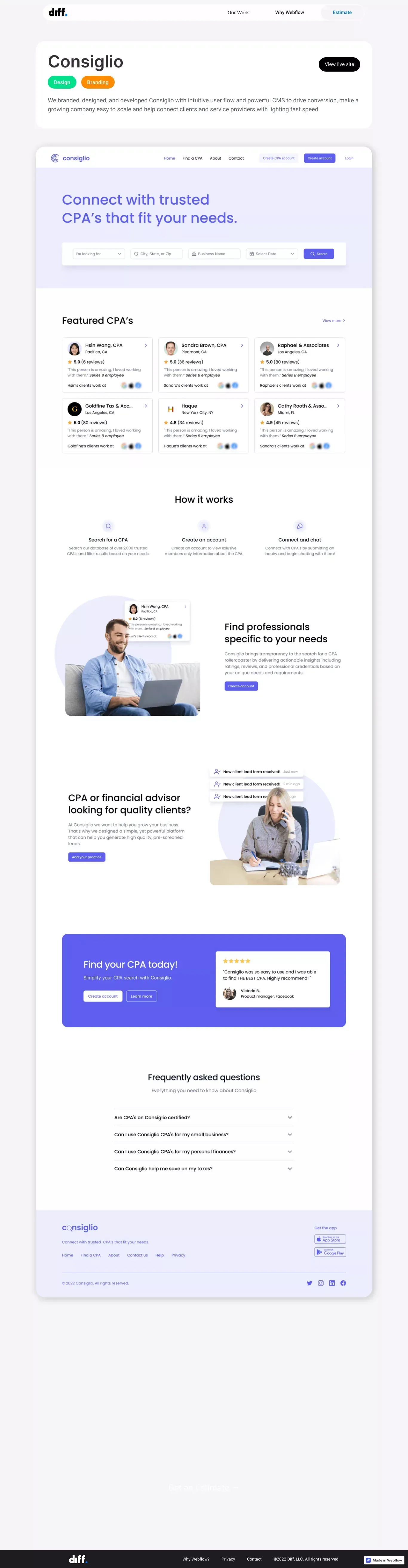 Our Work | Consiglio - Landing design