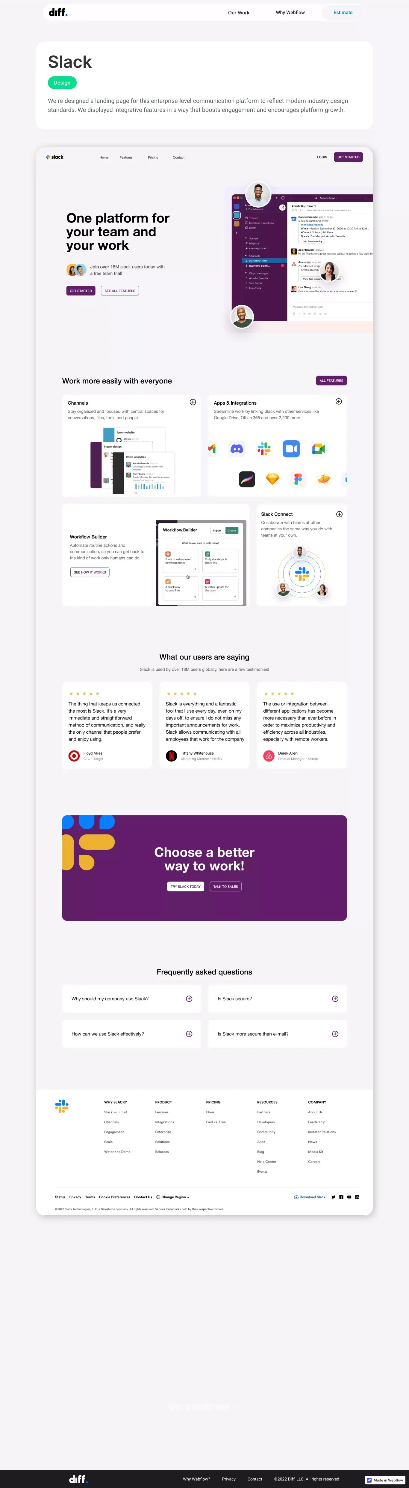 Our Work | Slack - Landing design