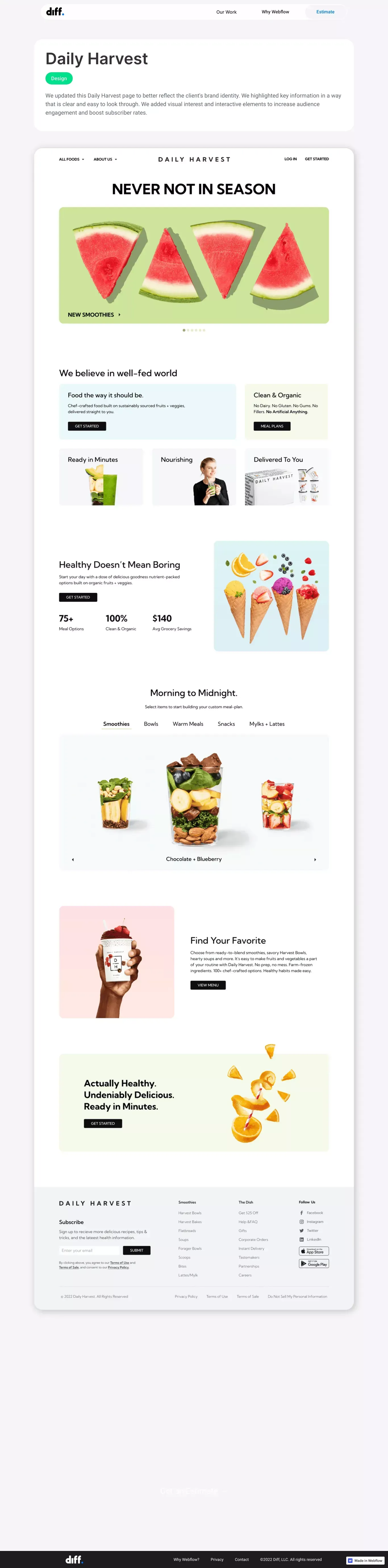 Our Work | Daily Harvest - Landing design