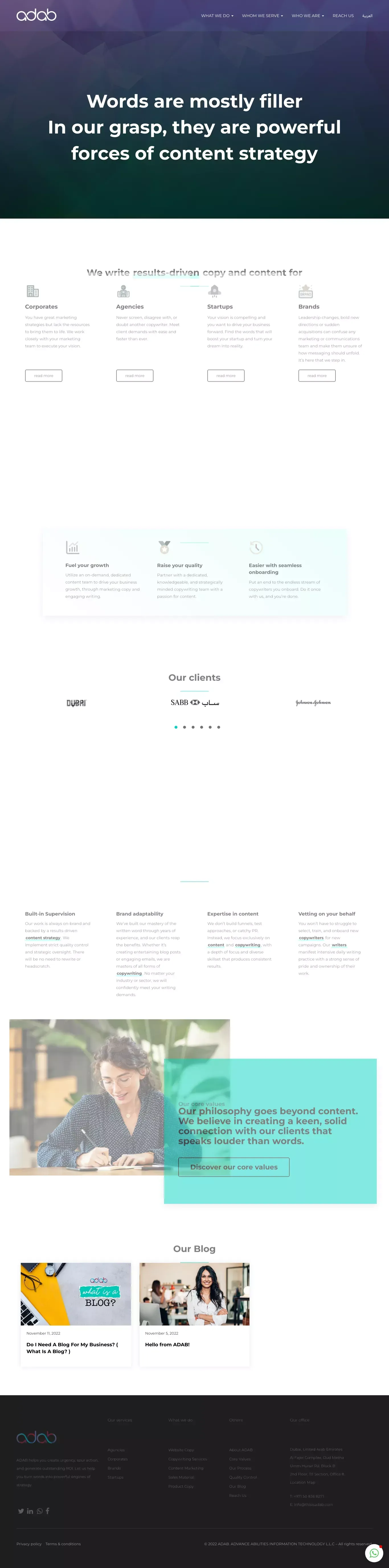 Advanced Bilingual Copywriting Services - ADAB - Landing design