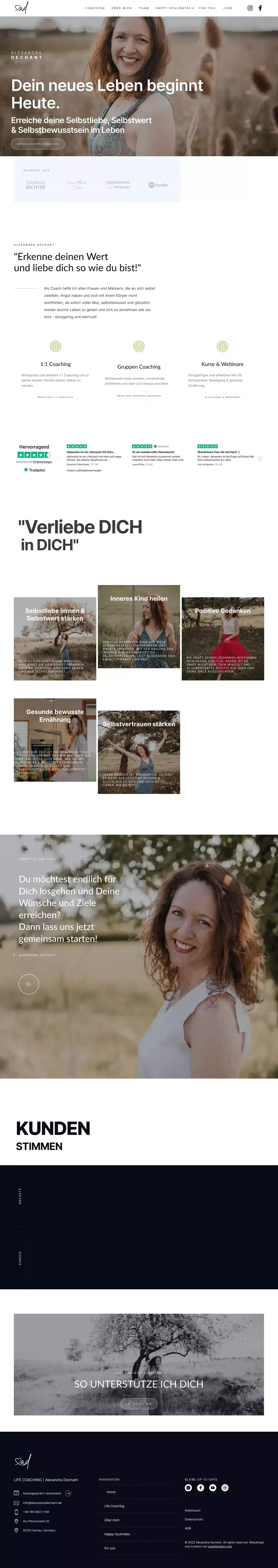 Coaching für Selbstliebe, Selbstbewusstsein, Selbstwertgefühl - website design
