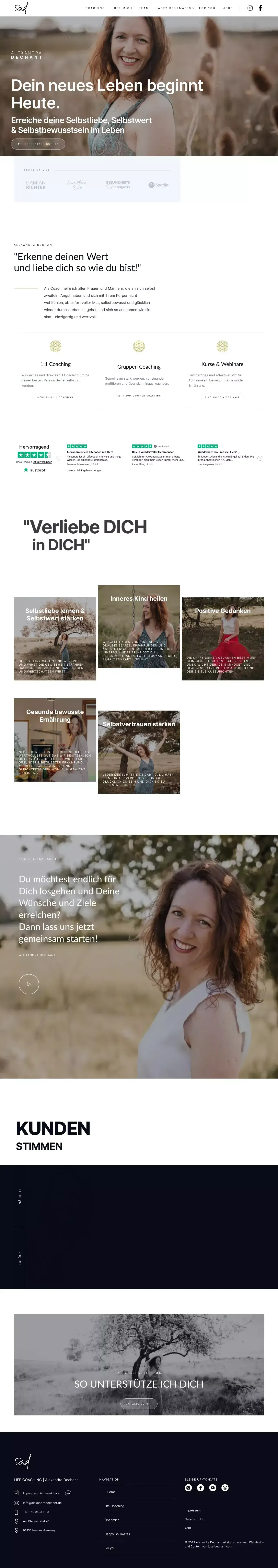 Coaching für Selbstliebe, Selbstbewusstsein, Selbstwertgefühl - website design