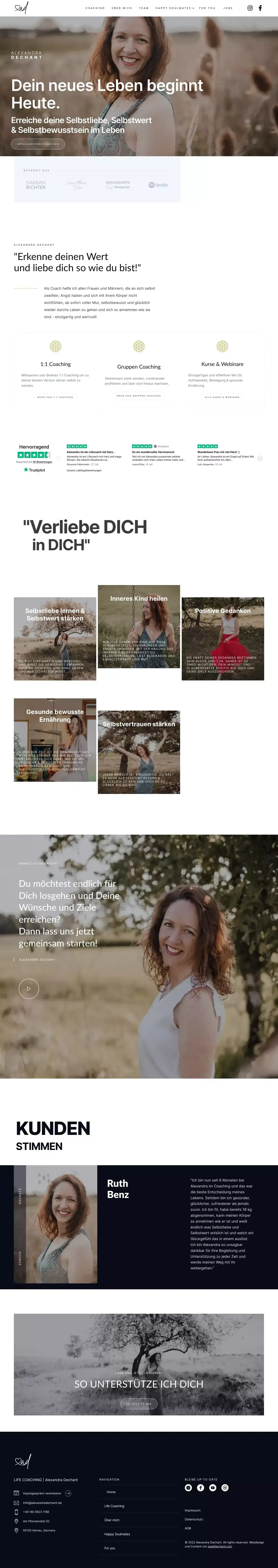 Coaching für Selbstliebe, Selbstbewusstsein, Selbstwertgefühl - website design
