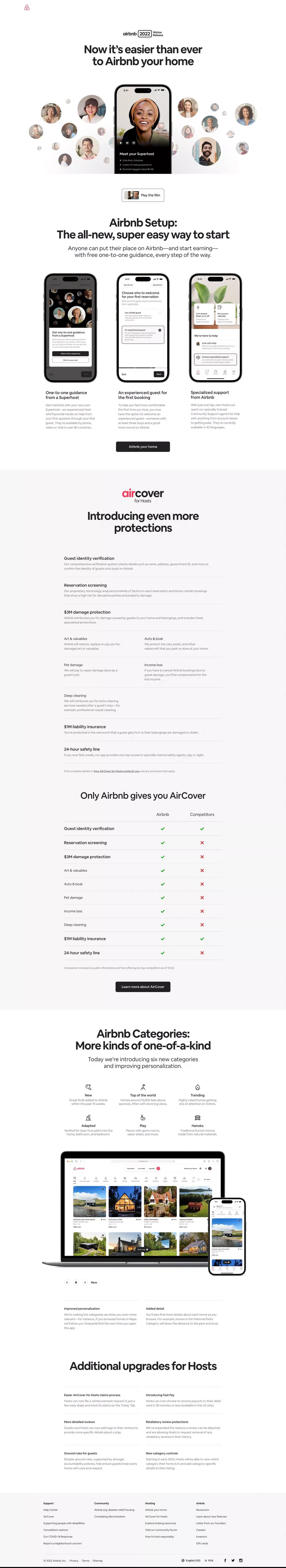 The Airbnb 2022 Winter Release - Landing design