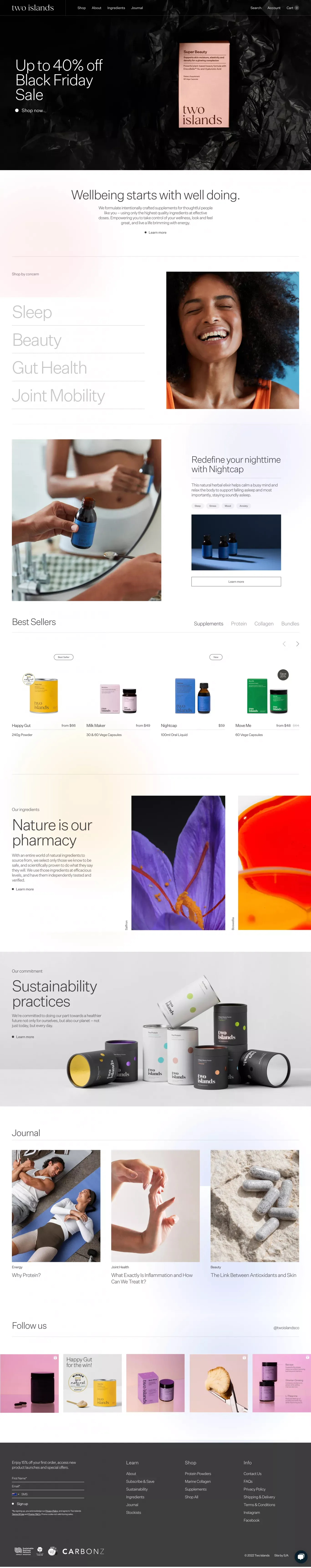 Two Islands | Quality Collagen Supplements, Protein Powder & More - Ecommerce design