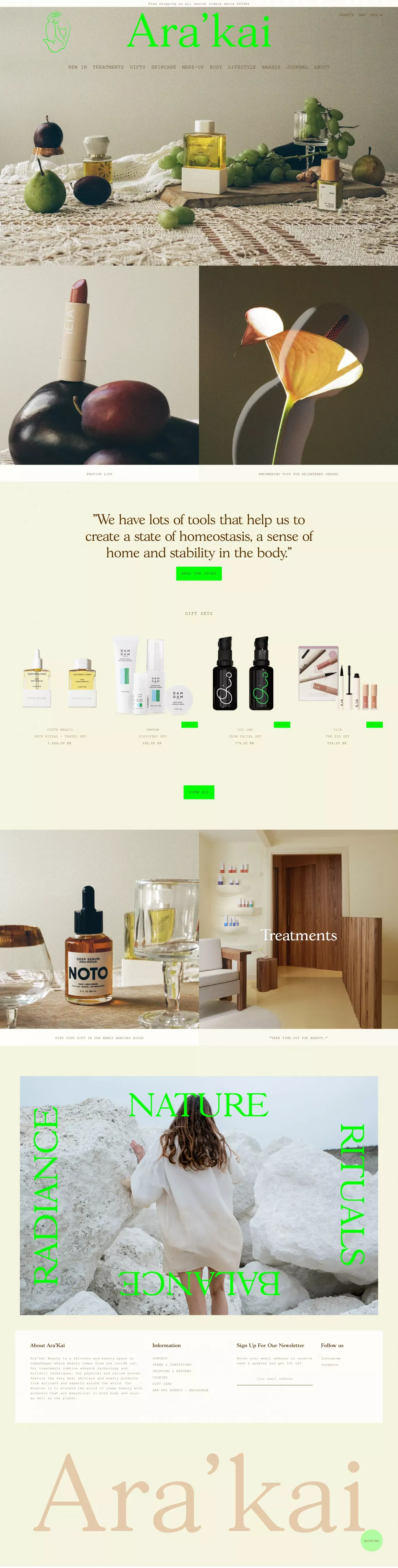 Curated Space With International Clean Products & Result Driven Facial– Ara'kai Beauty - Ecommerce design