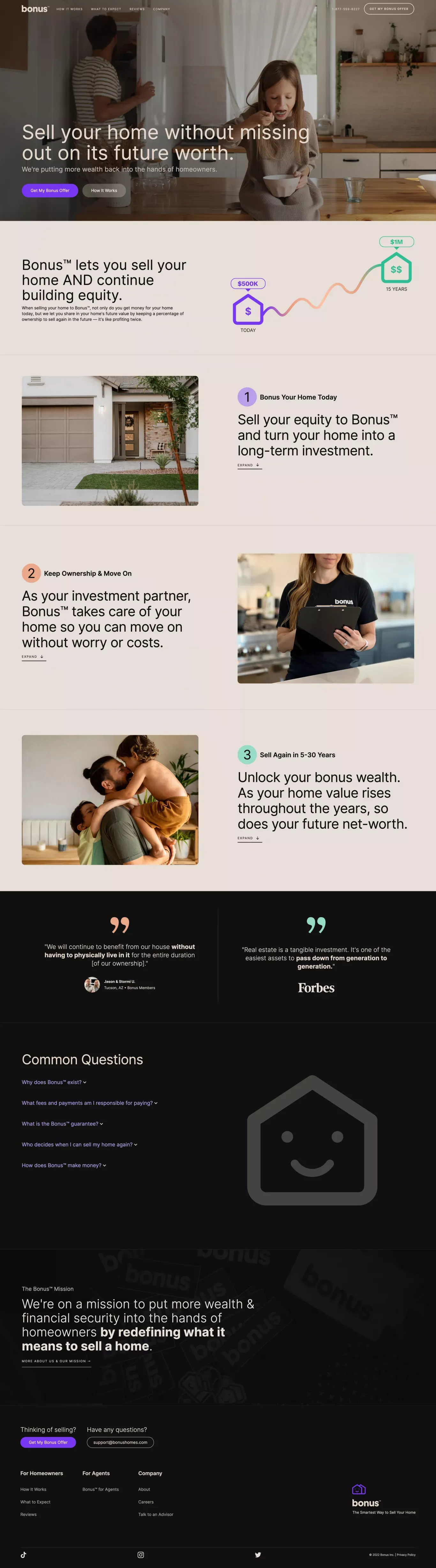 Bonus™ — The Smartest Way to Sell Your Home - Landing design