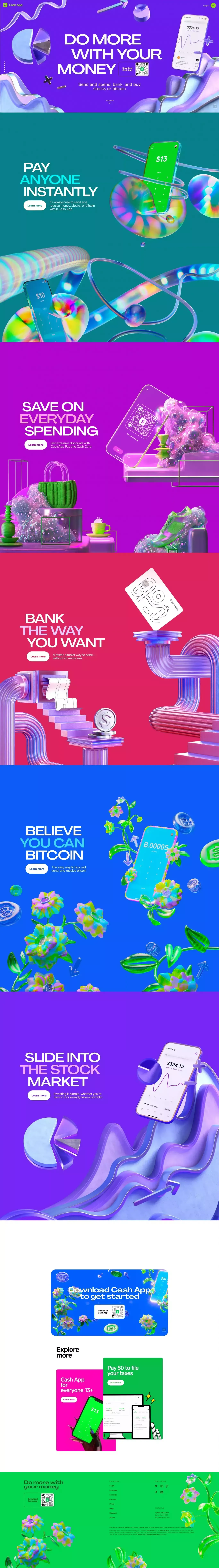 Cash App - Do more with your money - Landing design