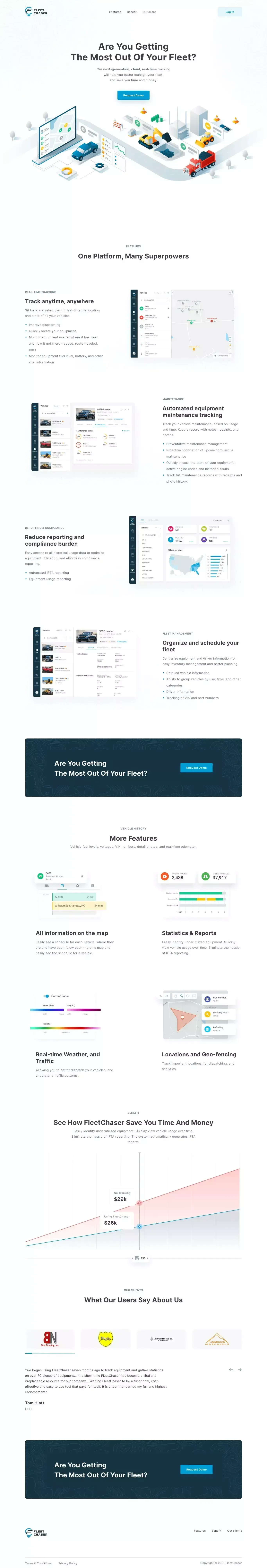 FleetChaser: Realtime Fleet and Equipment Management - website design