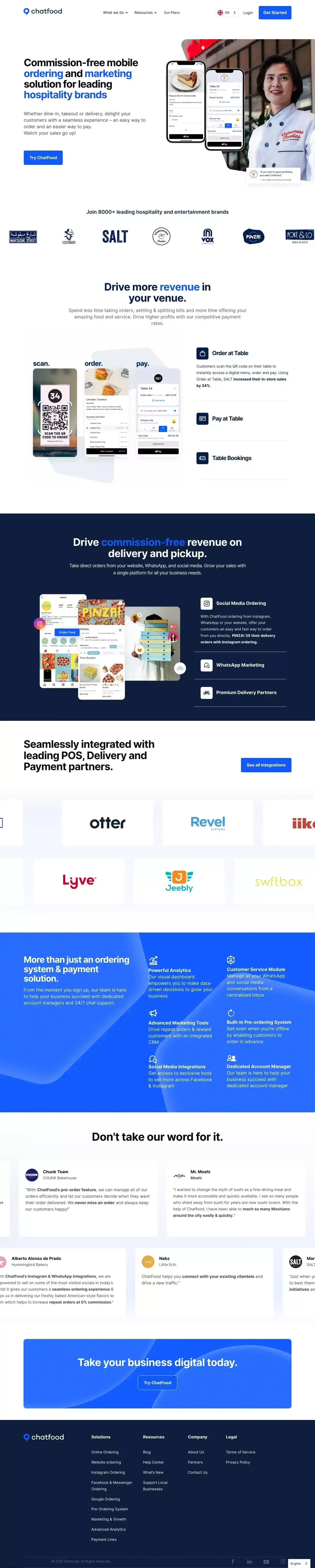 ChatFood | Powerful Mobile Ordering and Payments - Landing design