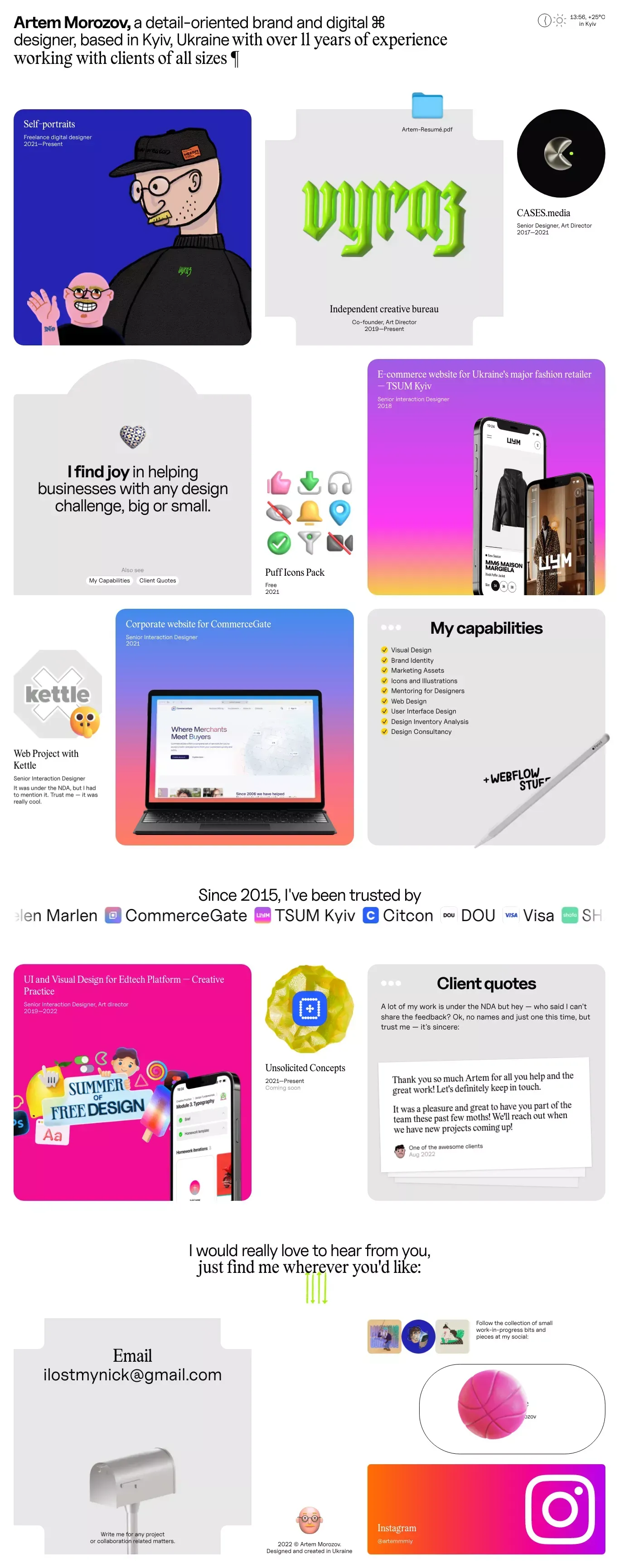 Artem Morozov - Portfolio design