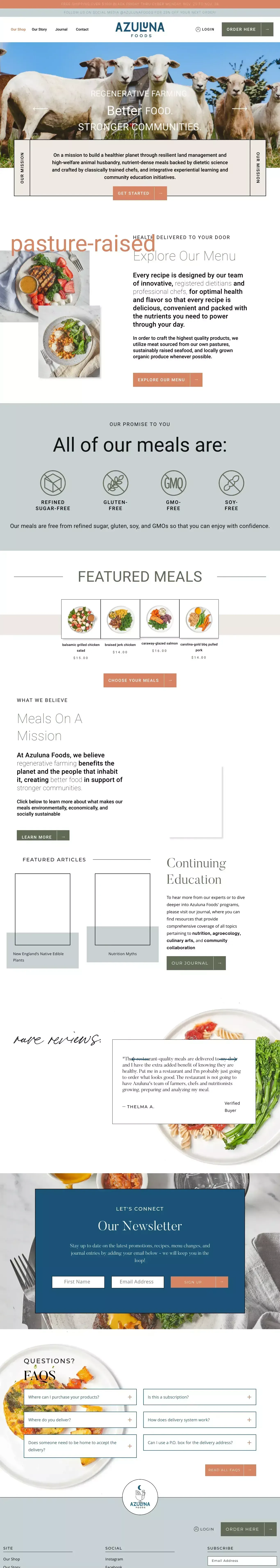 Azuluna Foods | Premium Pasture-Raised Meals Delivery - Ecommerce design