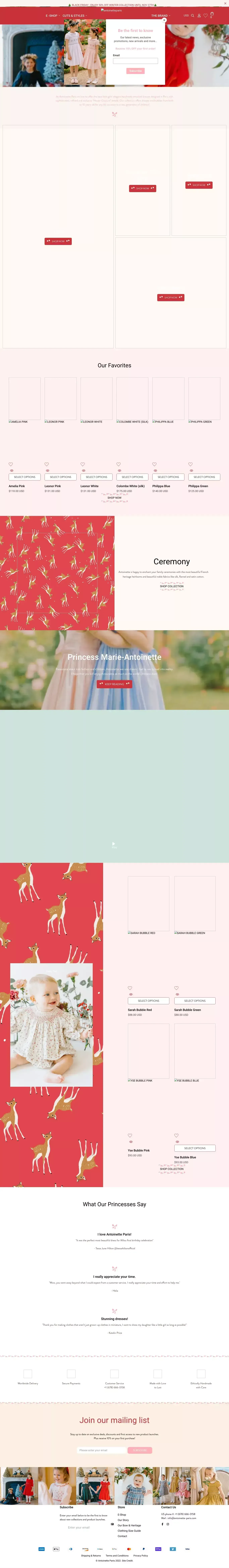 Antoinette Paris | Handmade Smocked Dresses - Ecommerce design
