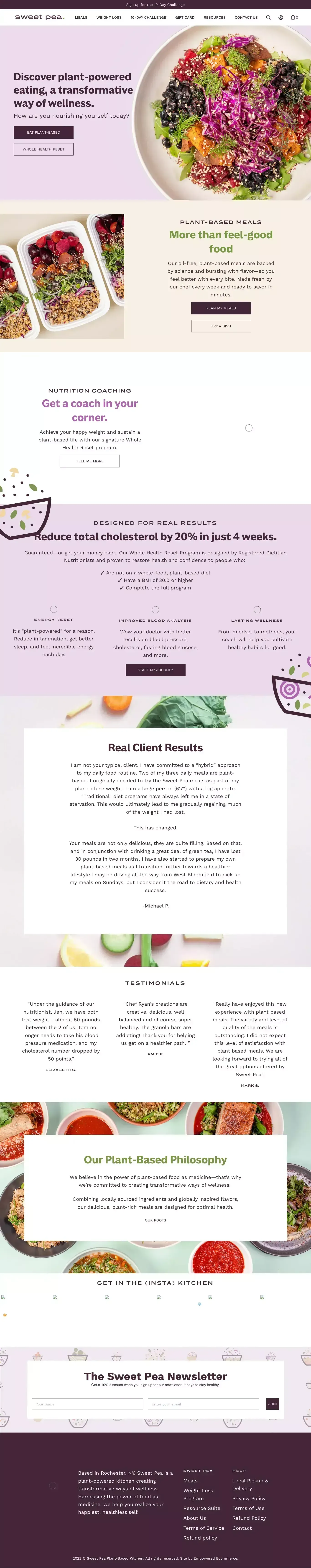 Sweet Pea Plant-Based Kitchen - Ecommerce design
