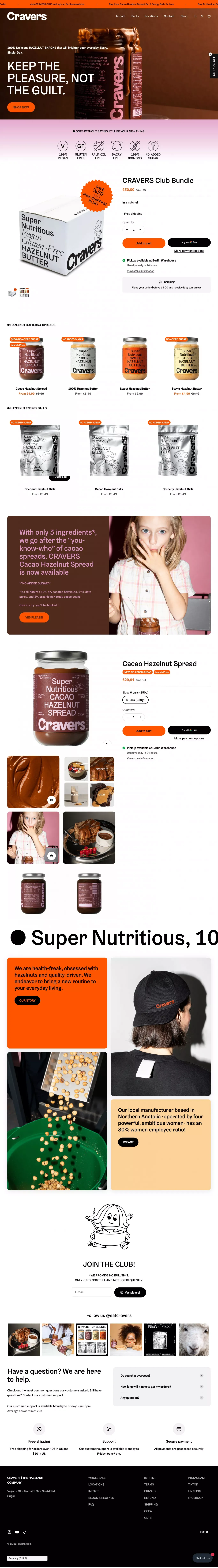 CRAVERS | The Hazelnut Company - Ecommerce design