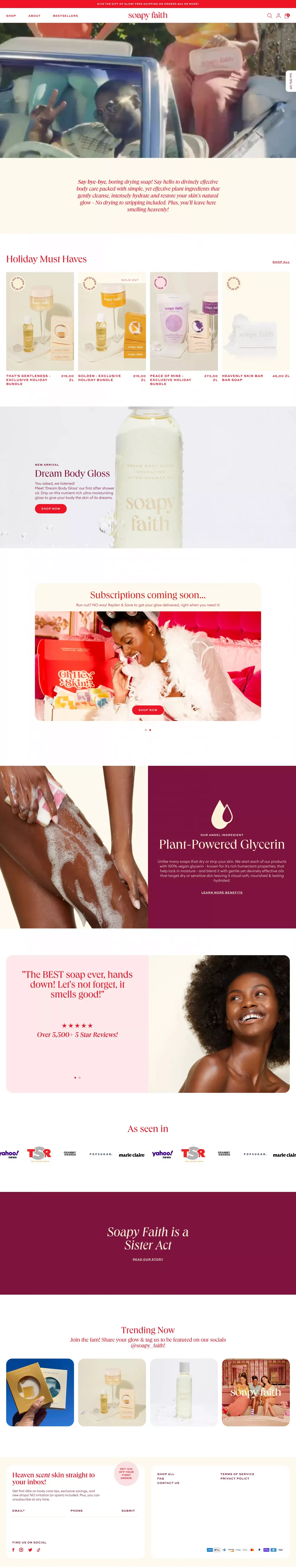Soapy Faith - Ecommerce design