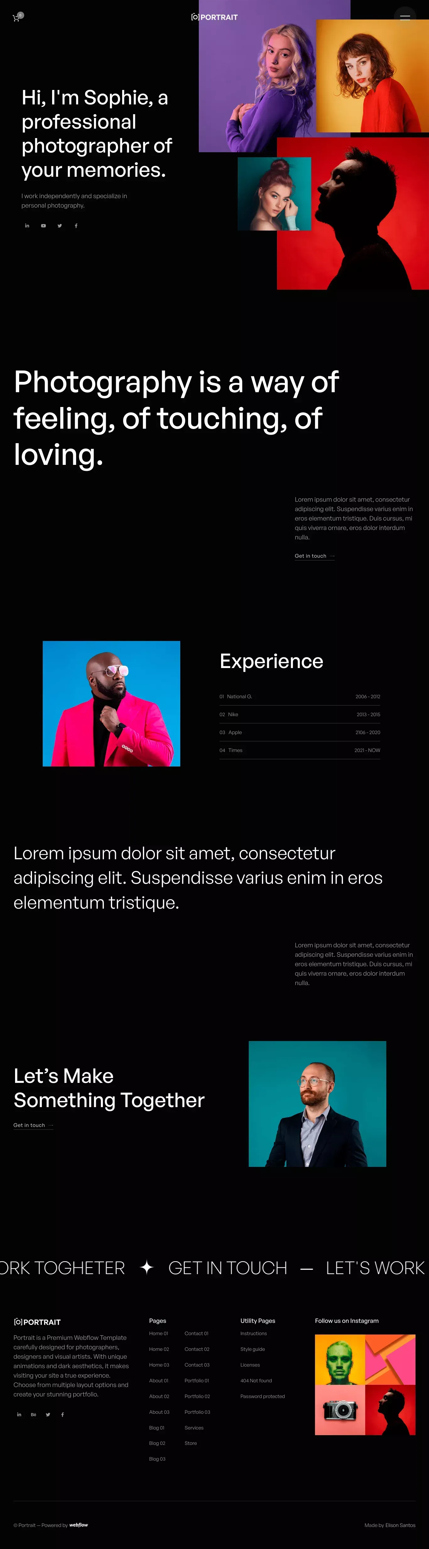 About - Portrait - Webflow Ecommerce Website Template - Template design