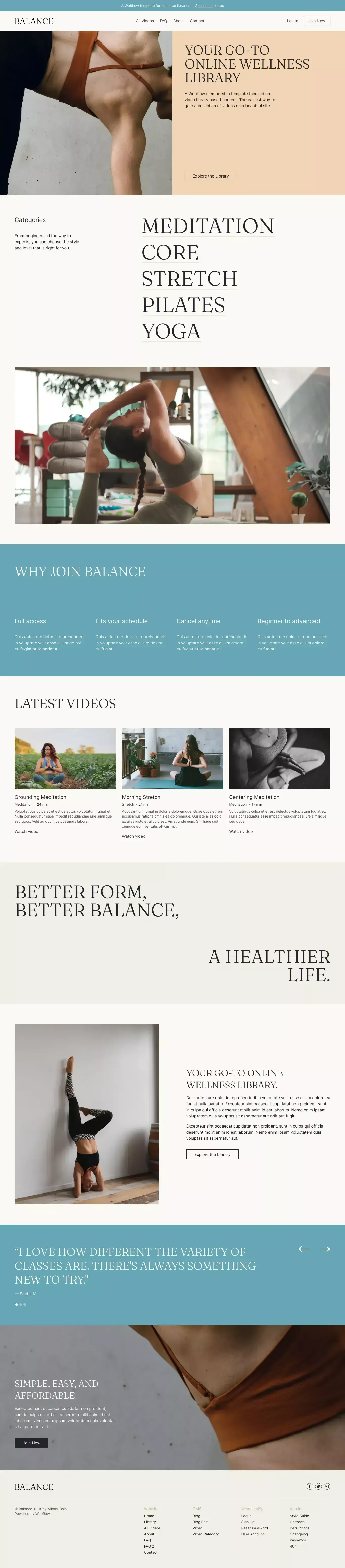 Balance - Webflow HTML website template - Template design