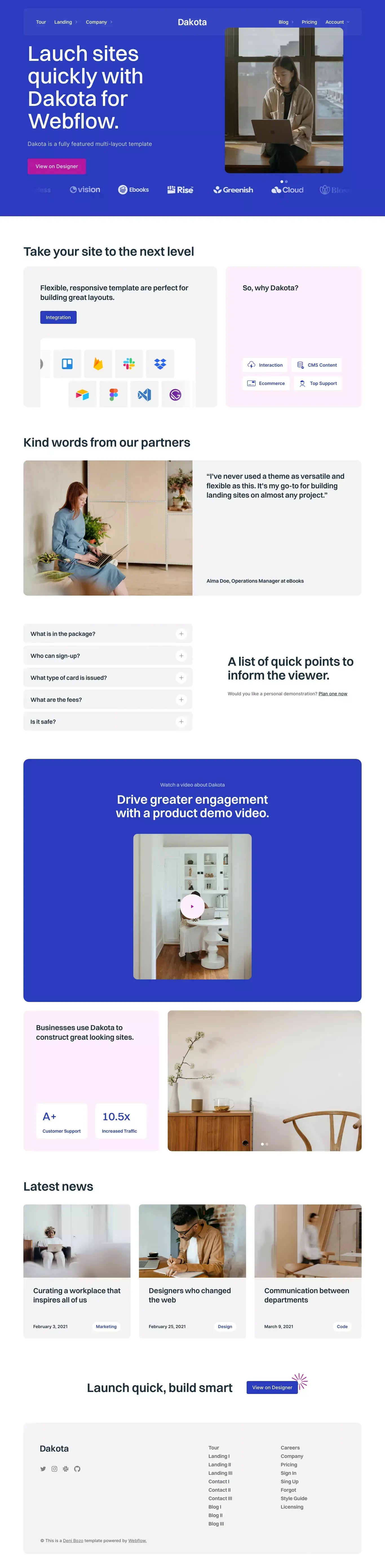 Dakota - Webflow Ecommerce website template - Template design