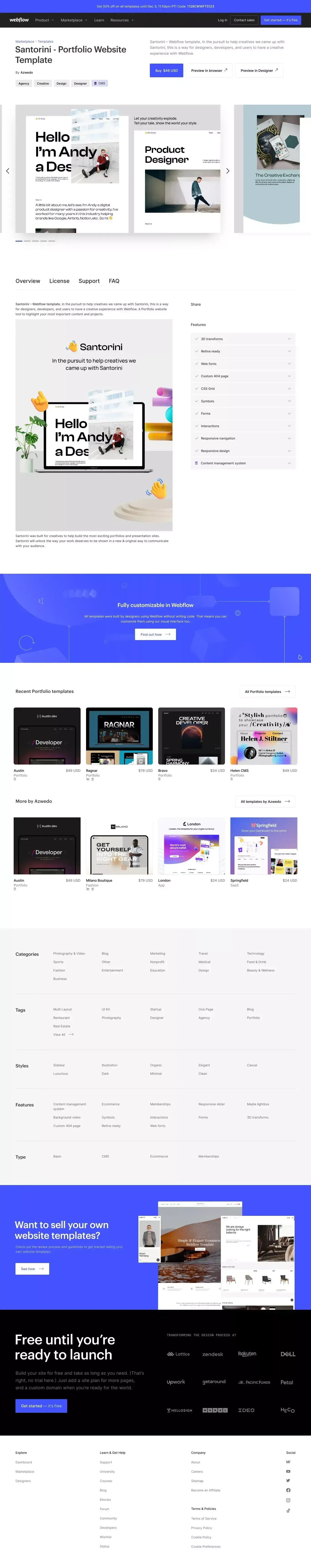 Santorini - Portfolio HTML5 Responsive Website Template - Portfolio design