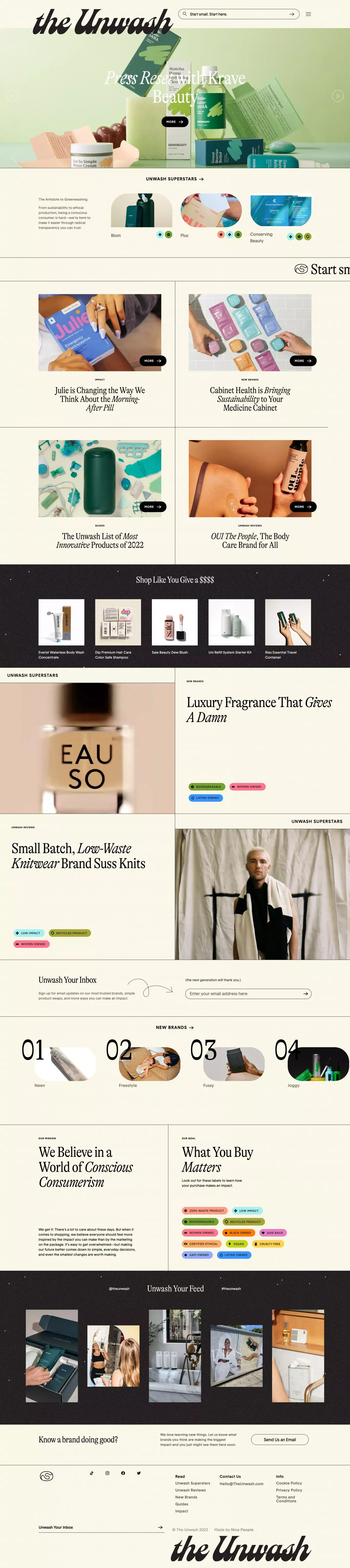 The Unwash | People Before Products - Landing design