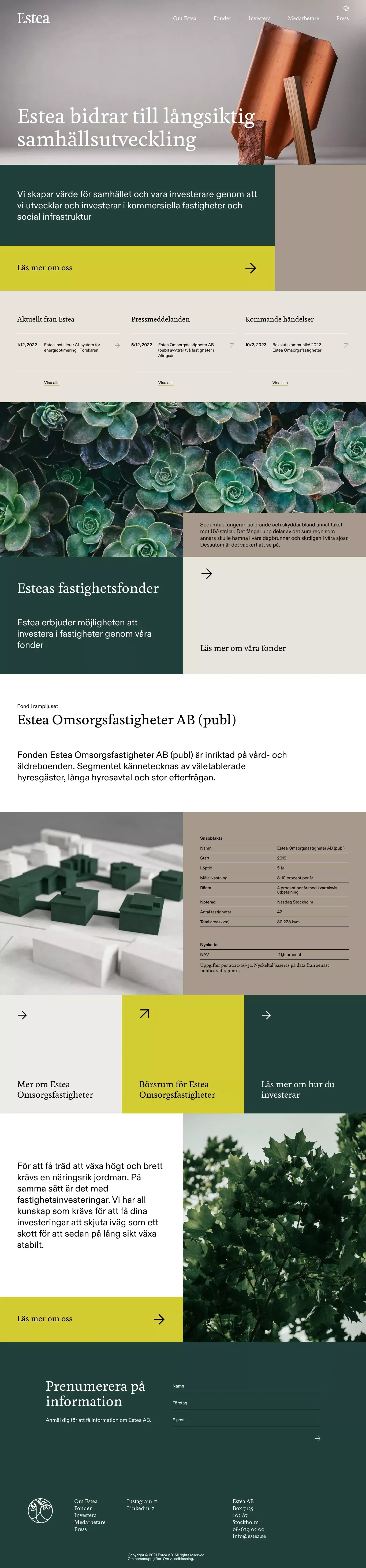 Estea - Landing design