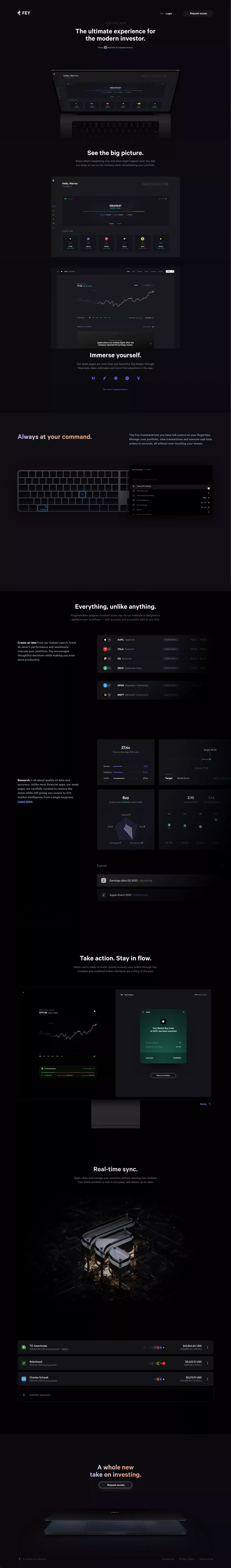 Fey: The ultimate experience for the modern investor. - Landing design