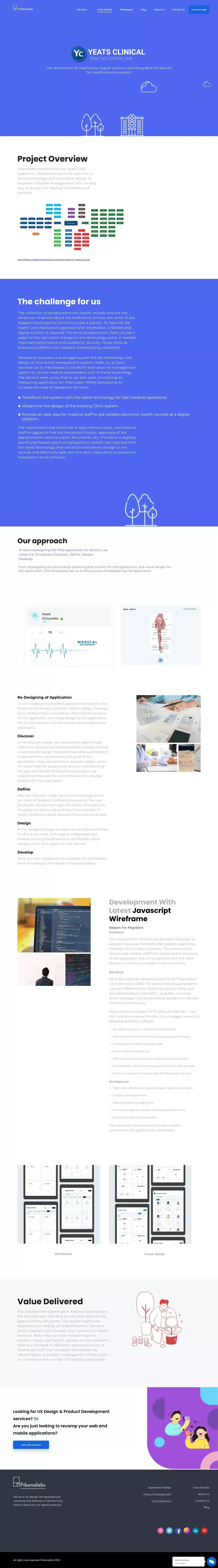 Digital Healthcare Solutions for Yeats Clinical | Fibonalabs - Portfolio design
