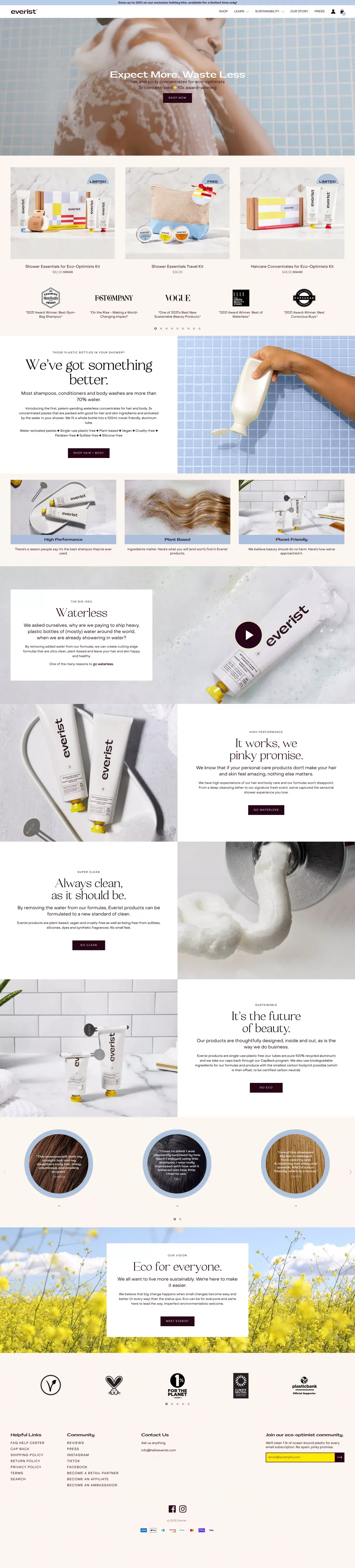 Everist | Hair + Body Concentrates - Ecommerce design