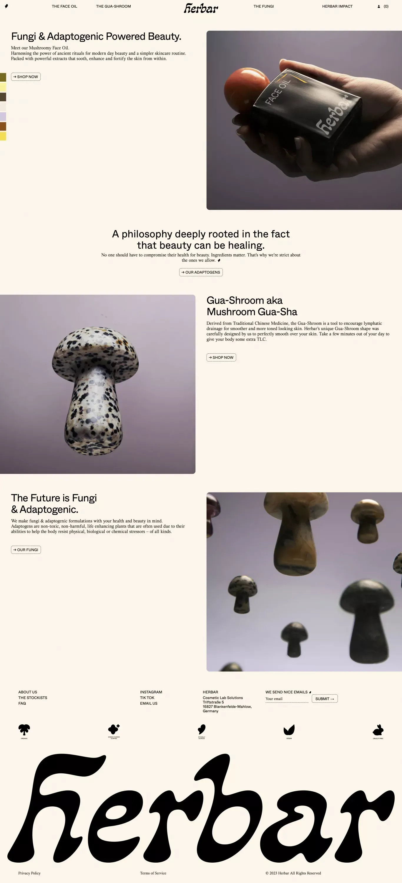 Herbar: Fungi & Adaptogenic Powered Beauty - Ecommerce design