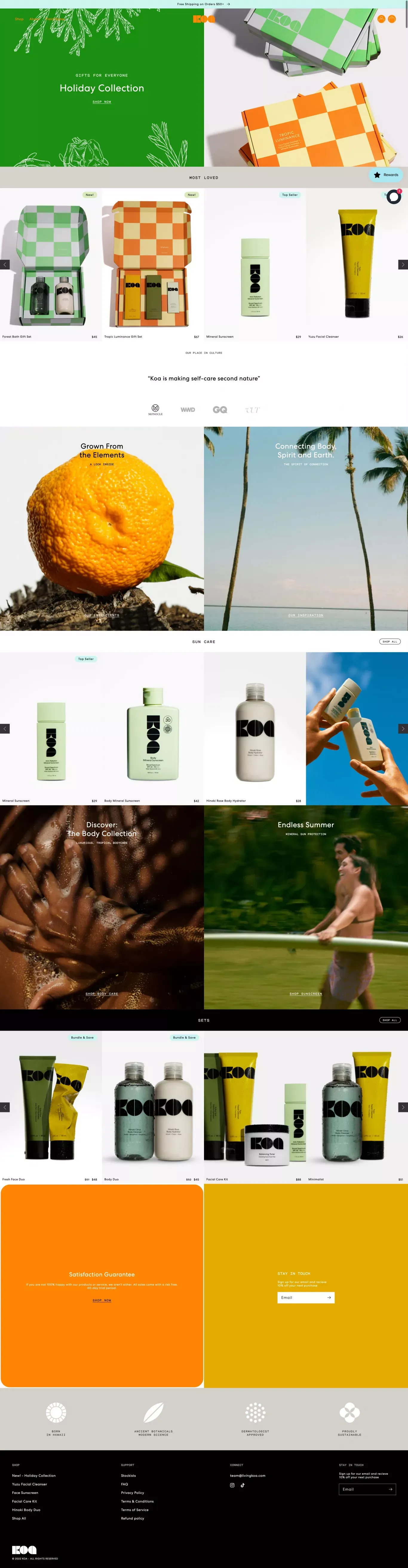 Koa - Tropic Active Skincare - Ecommerce design