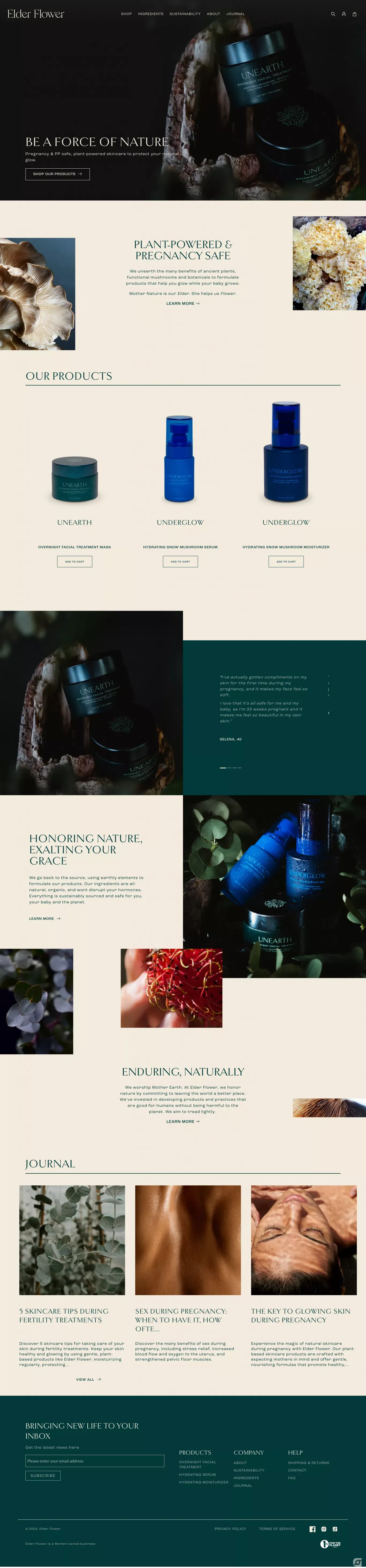 Natural Functional Mushroom Skincare | Elder Flower - Ecommerce design