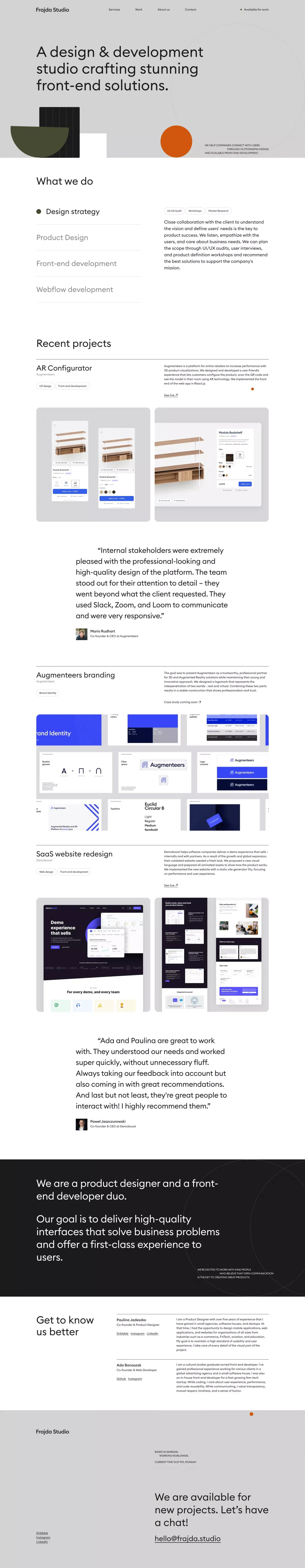 Frajda Studio – Design & Development Agency - Portfolio design