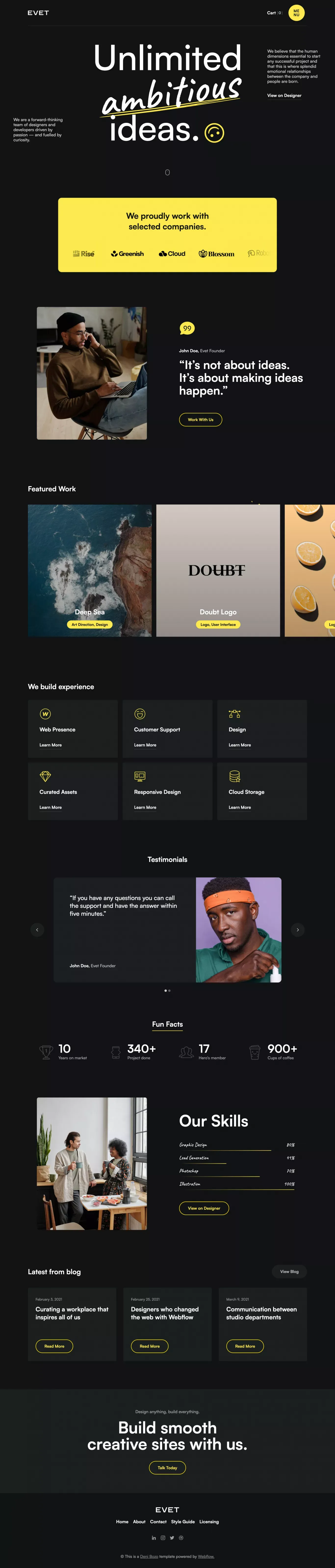 Evet - Webflow Ecommerce website template - Template design
