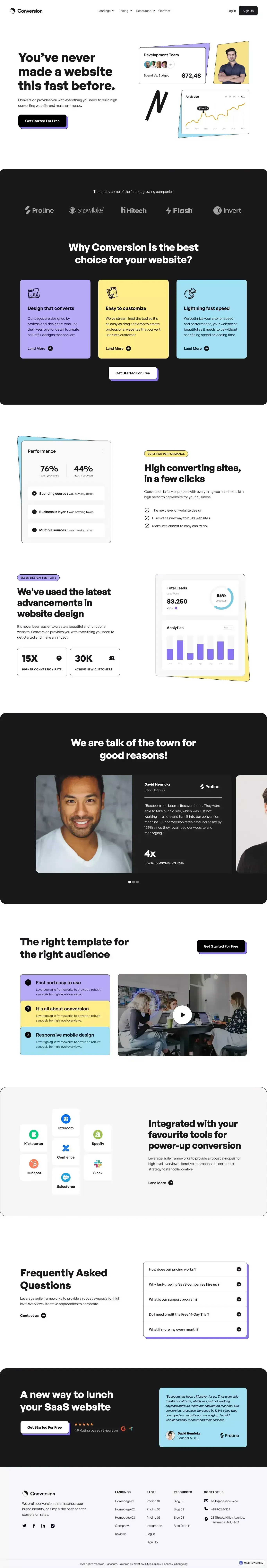 Conversion - SaaS Webflow Template - Template design