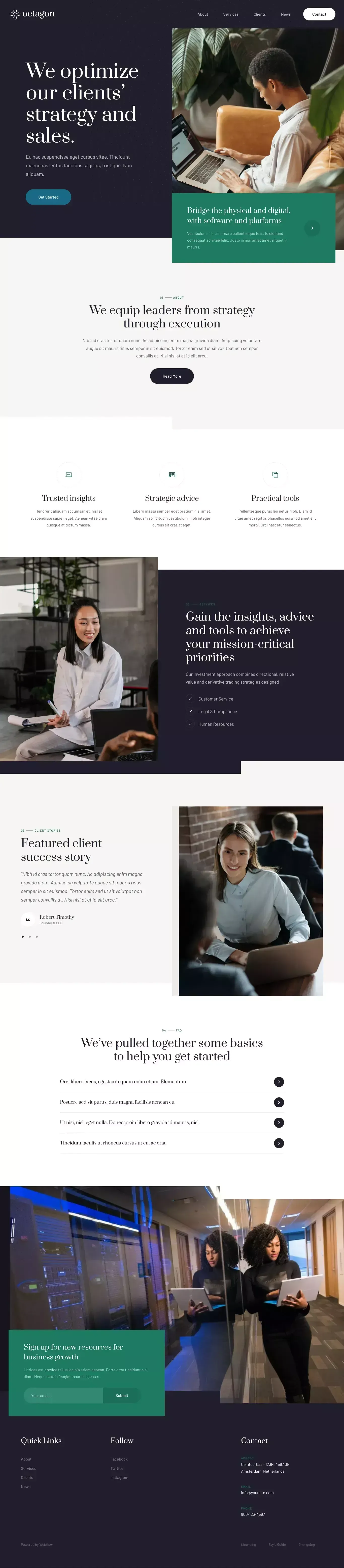 Octagon - Webflow HTML website template - Template design