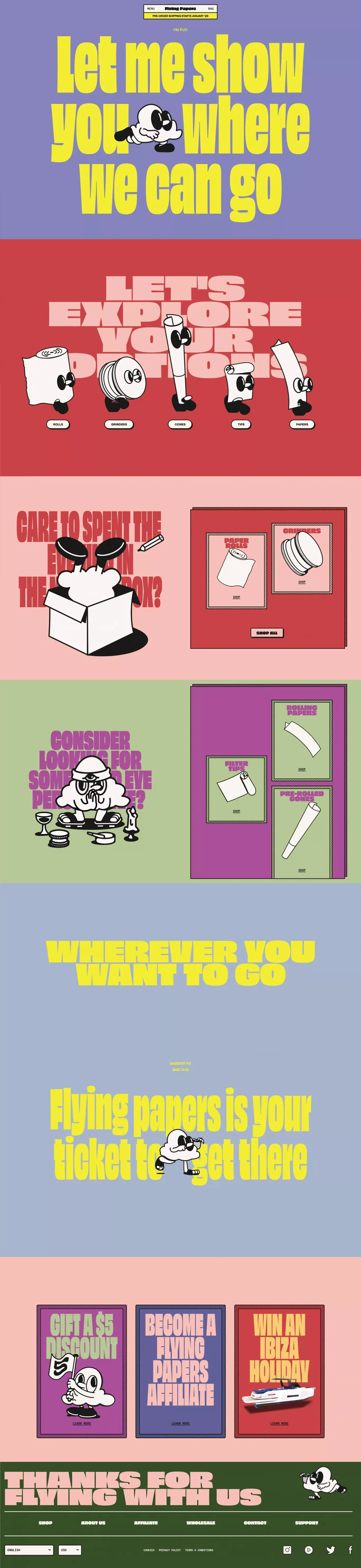 Flying Papers - Home - Ecommerce design