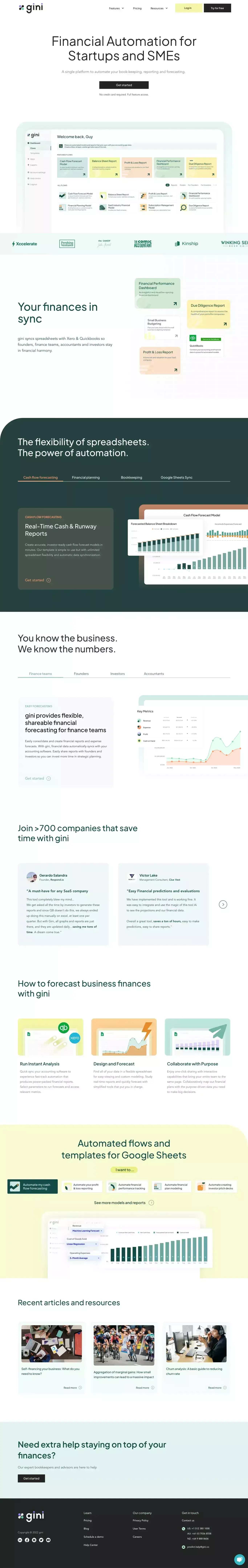 gini | Financial planning and forecasting in <10 minutes - Landing design