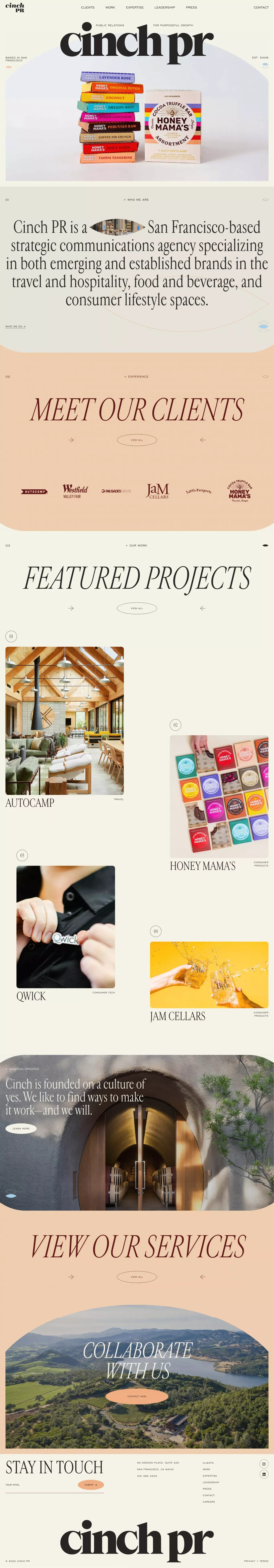 Cinch PR | Strategic communications for consumer and hospitality brands - Portfolio design