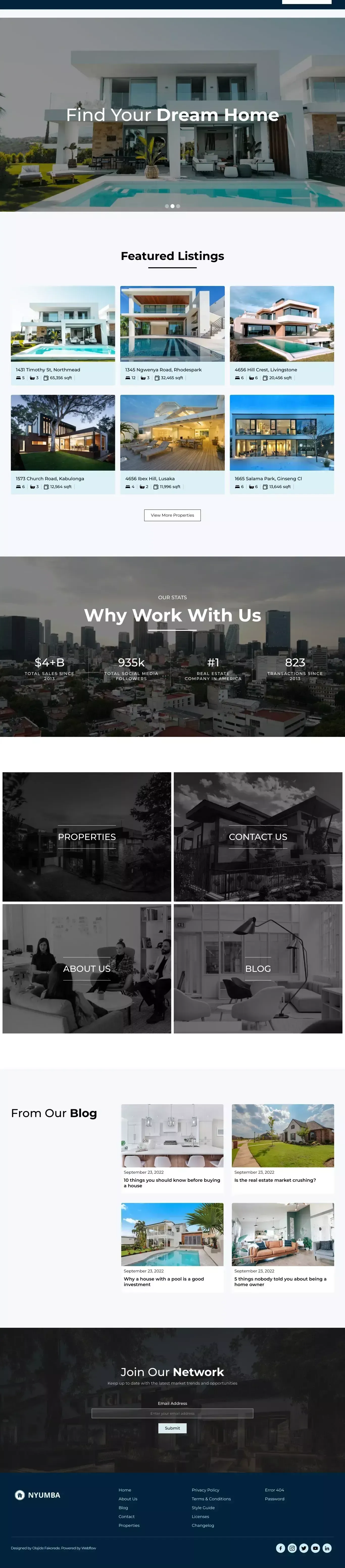 Nyumba Webflow HTML website template - Template design