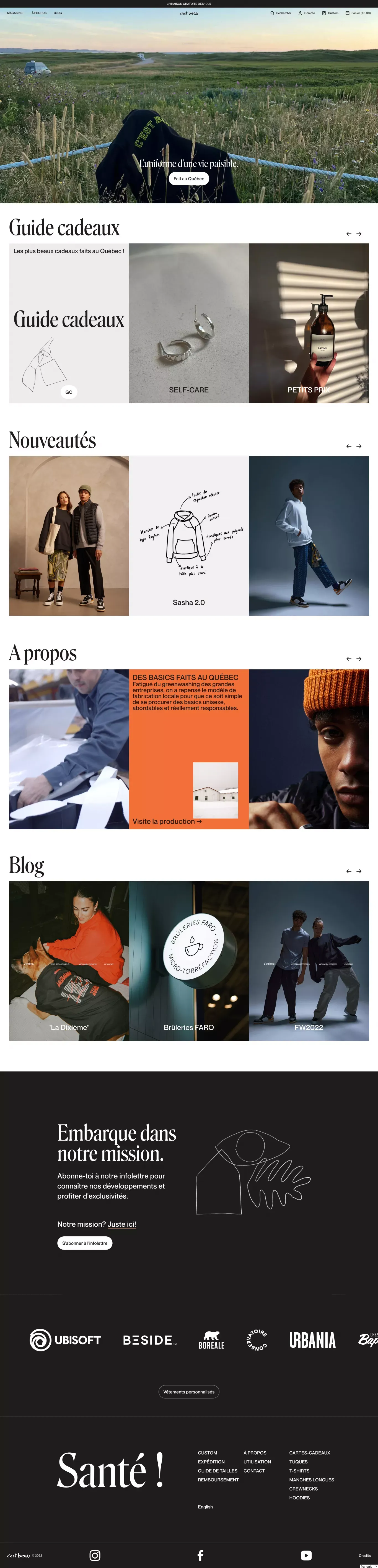 C'est beau - Des basics faits au Canada - Ecommerce design