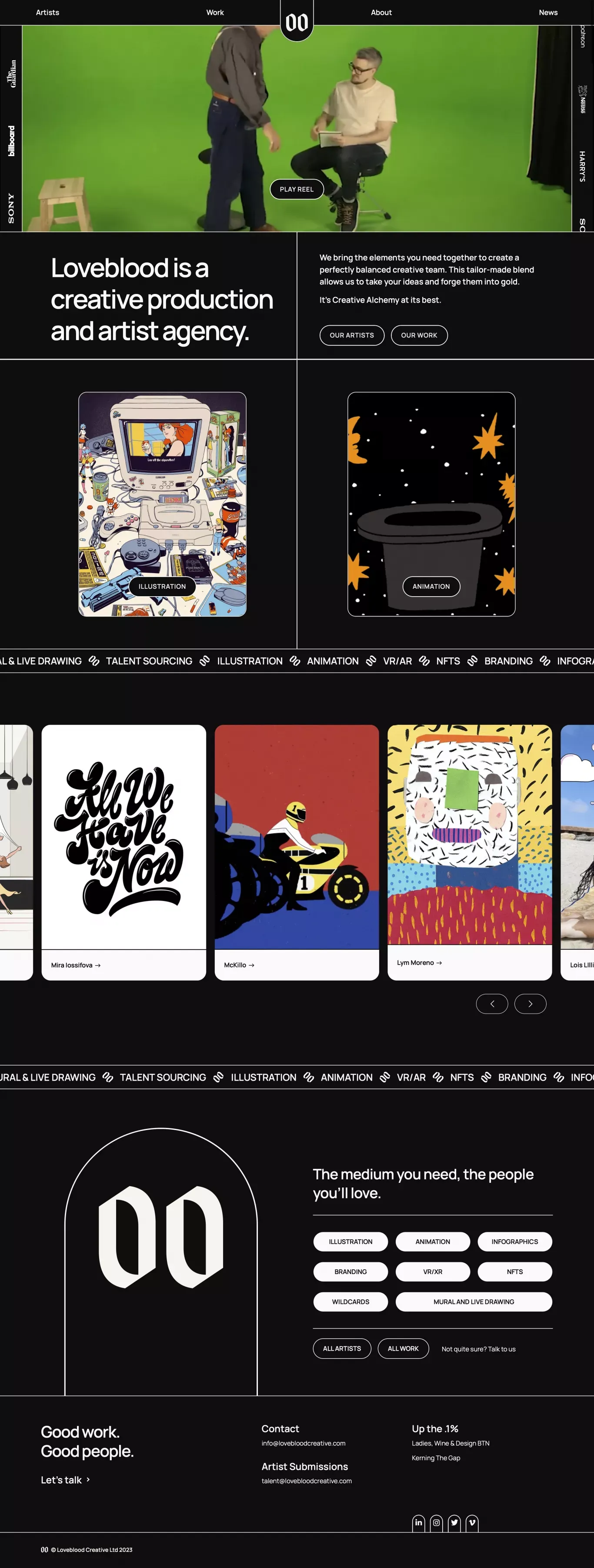 Loveblood Creative - Illustration - Animation & Creative XR - Portfolio design